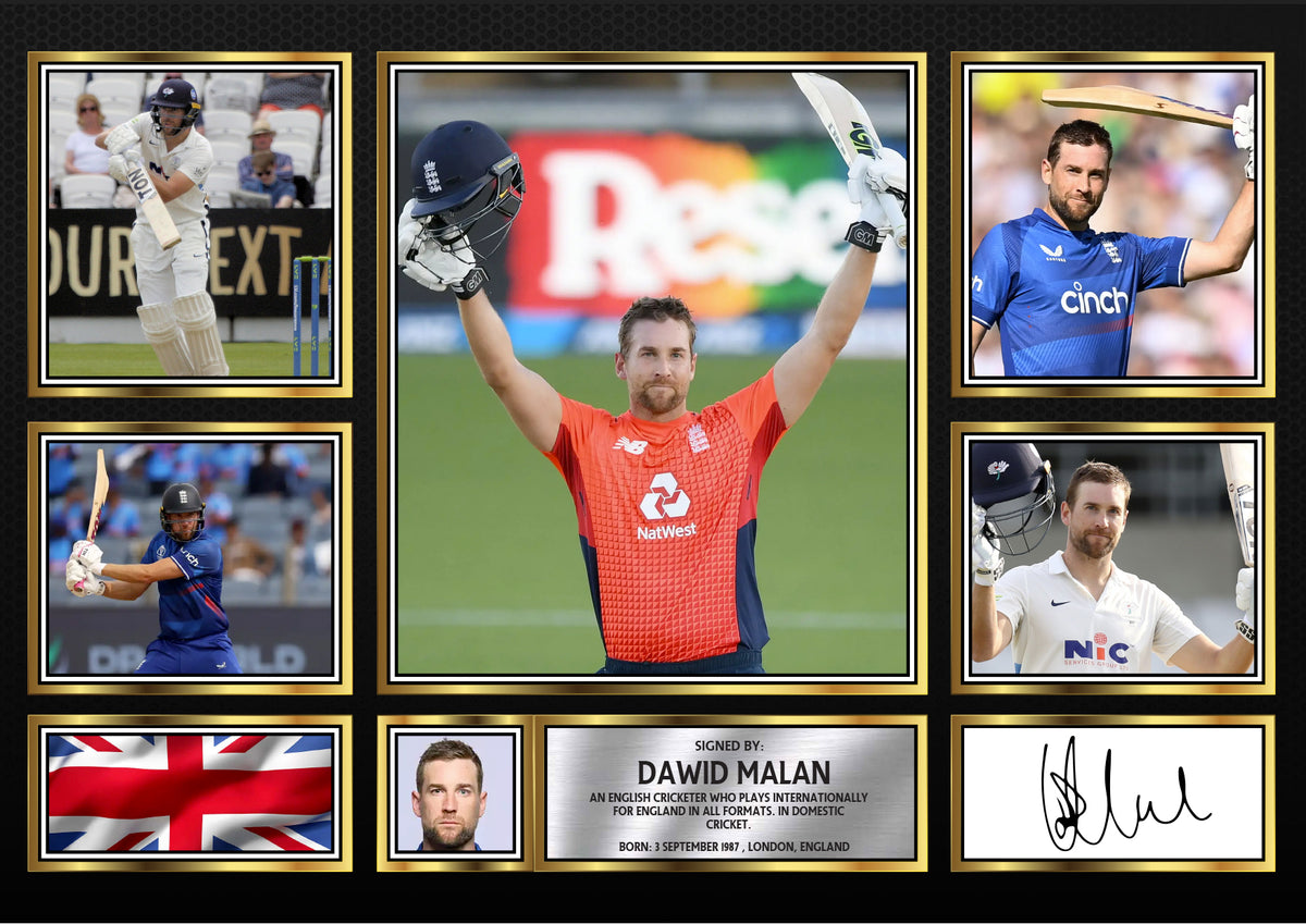 Dawid Malan – Printed Signature Cricket Star Print – Dawid Malan – A4 Poster