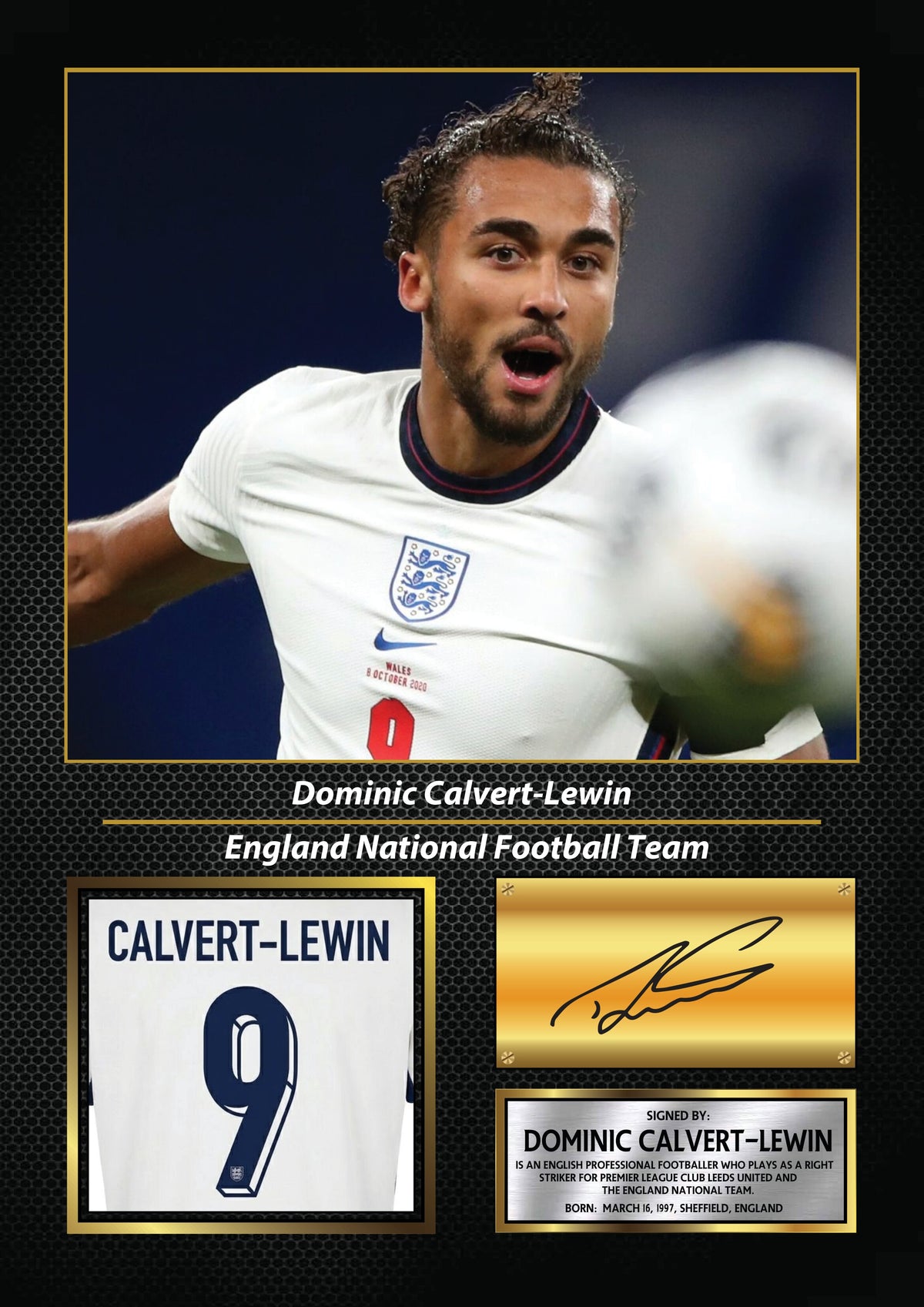 Dominic Calvert-Lewin England Printed Signature Poster Print – England National Football Team Wall Art – Dominic Calvert-Lewin Signature Style Football Poster – Dominic Calvert-Lewin England Printed Signature Poster Print