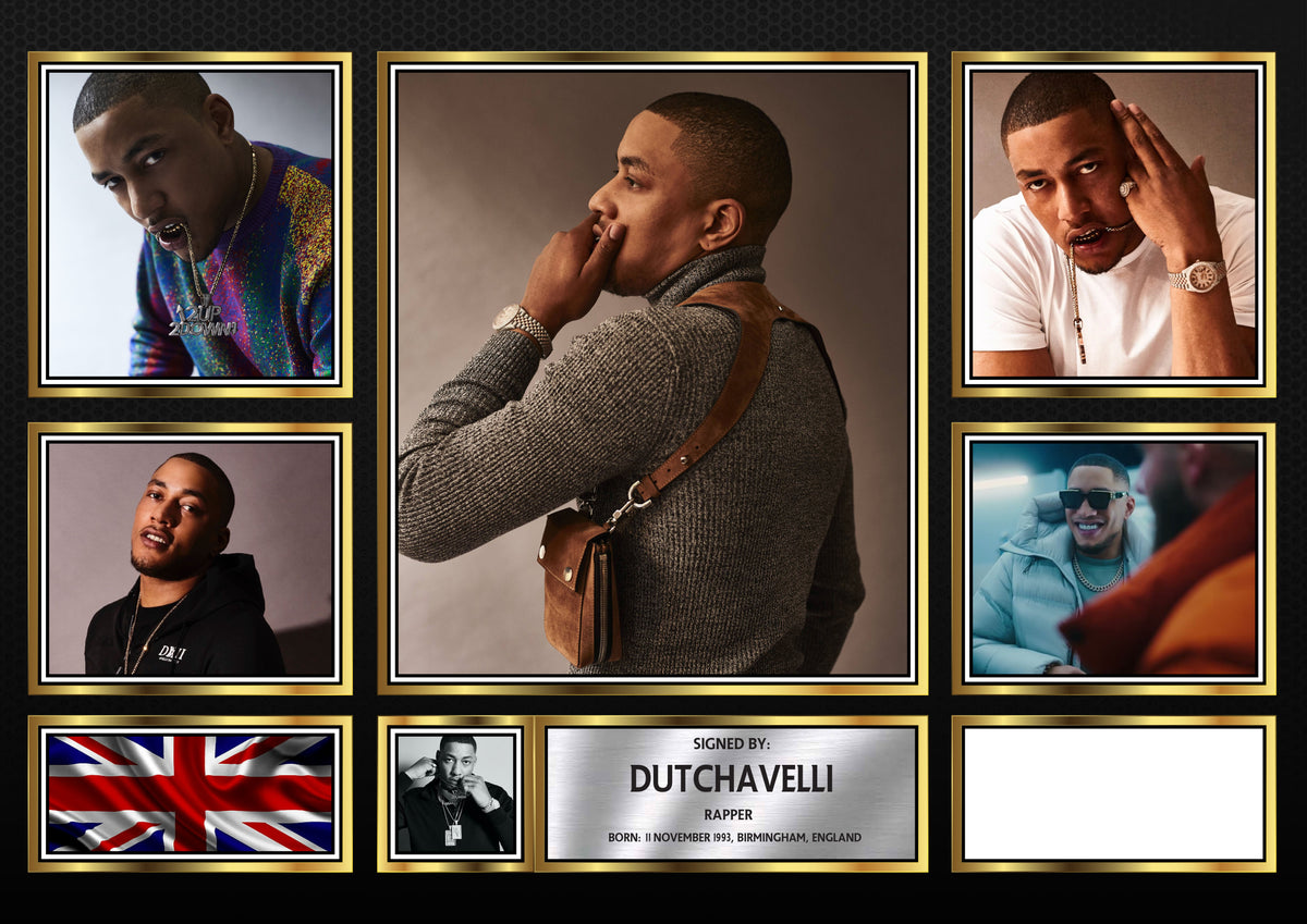 Rappers Dutchavelli Framed Printed Signature Print – Fan Gift – Wall Art – Rappers Dutchavelli Framed Printed Signature Print – A4 Poster