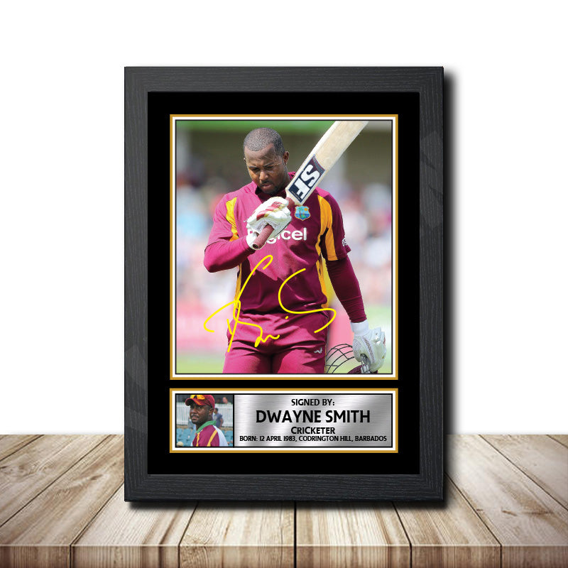 Dwayne Smith M1554 Cricketer Printed Signature Poster Print Gift