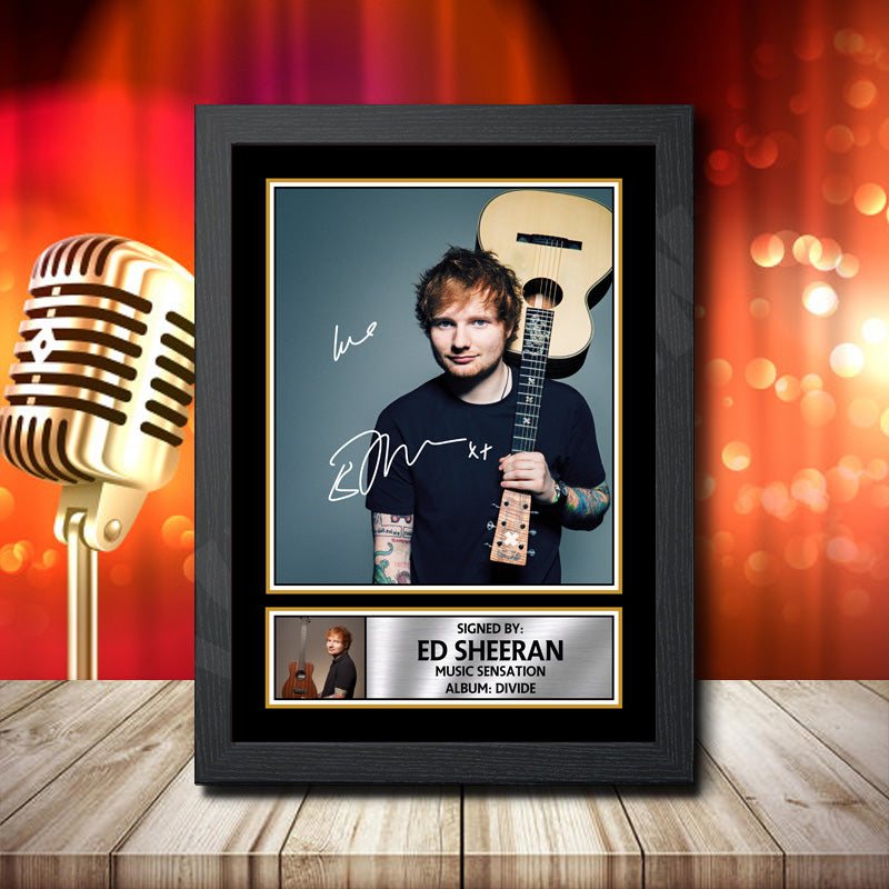 Ed Sheeran Divide 2 Printed Signature Music Star Poster Print Framed Wall Art Gift – Ed Sheeran Divide 2 Printed Signature Music Star Poster Print