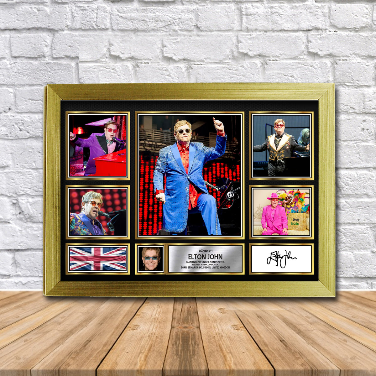 Elton John Music Gift Framed Printed Signature Star Poster Print Wall Art Gift