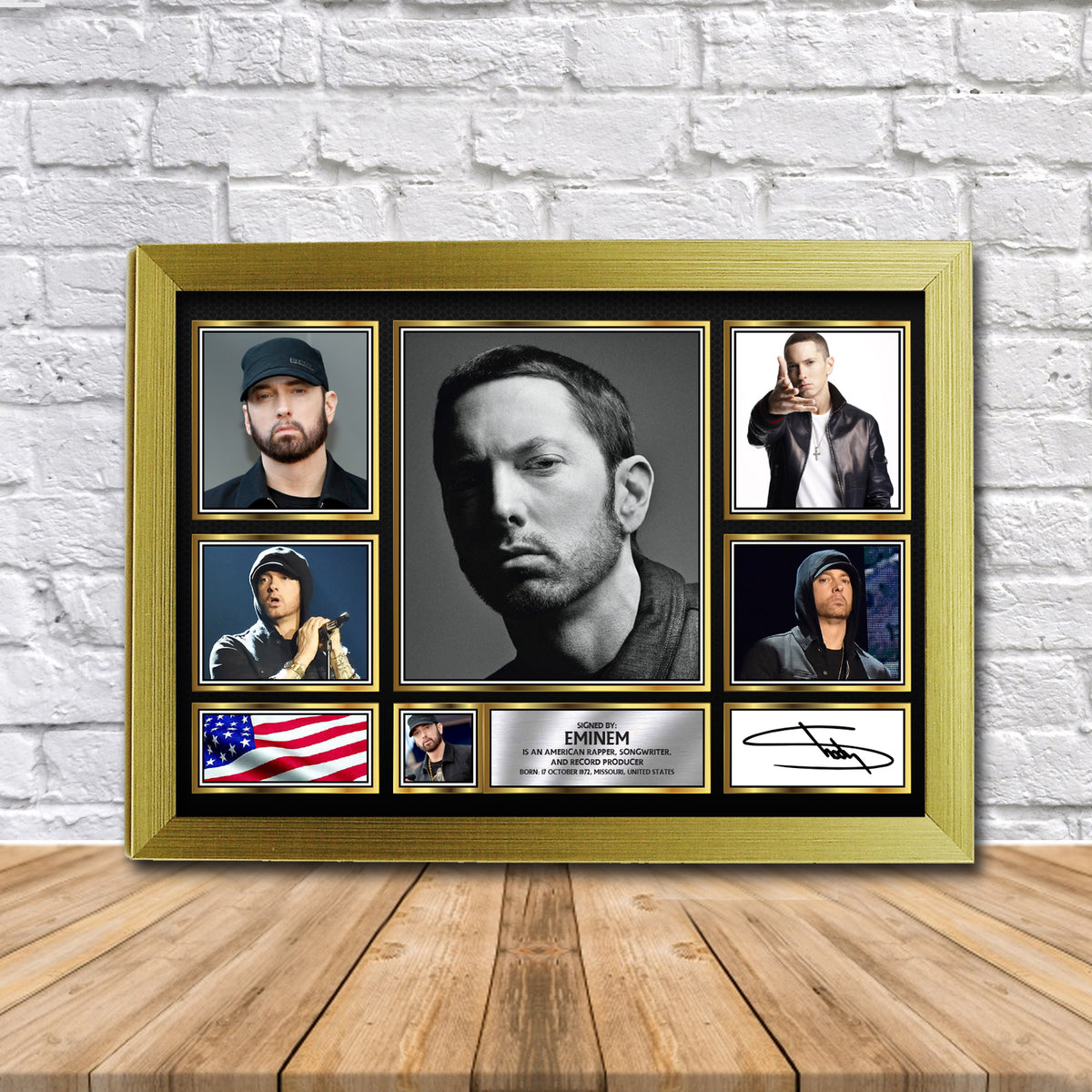 Eminem Music Gift Framed Printed Signature Star Poster Print Wall Art Gift