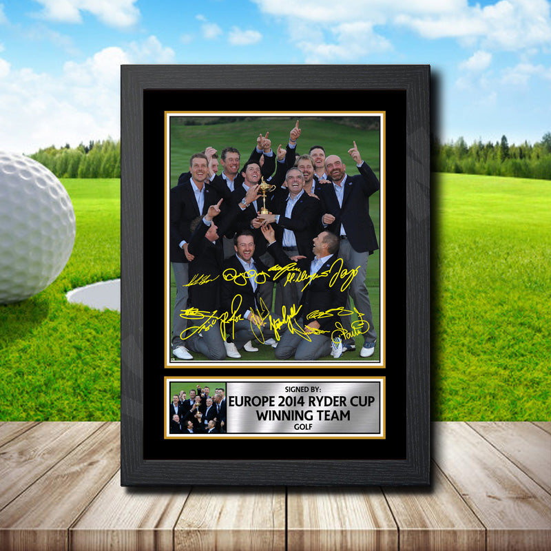 Europe 2014 Ryder Cup Winning Team 2 Printed Signature Golfer Star Poster Print Framed Wall Art Gift – Europe 2014 Ryder Cup Winning Team 2 Printed Signature Golfer Star Poster Print