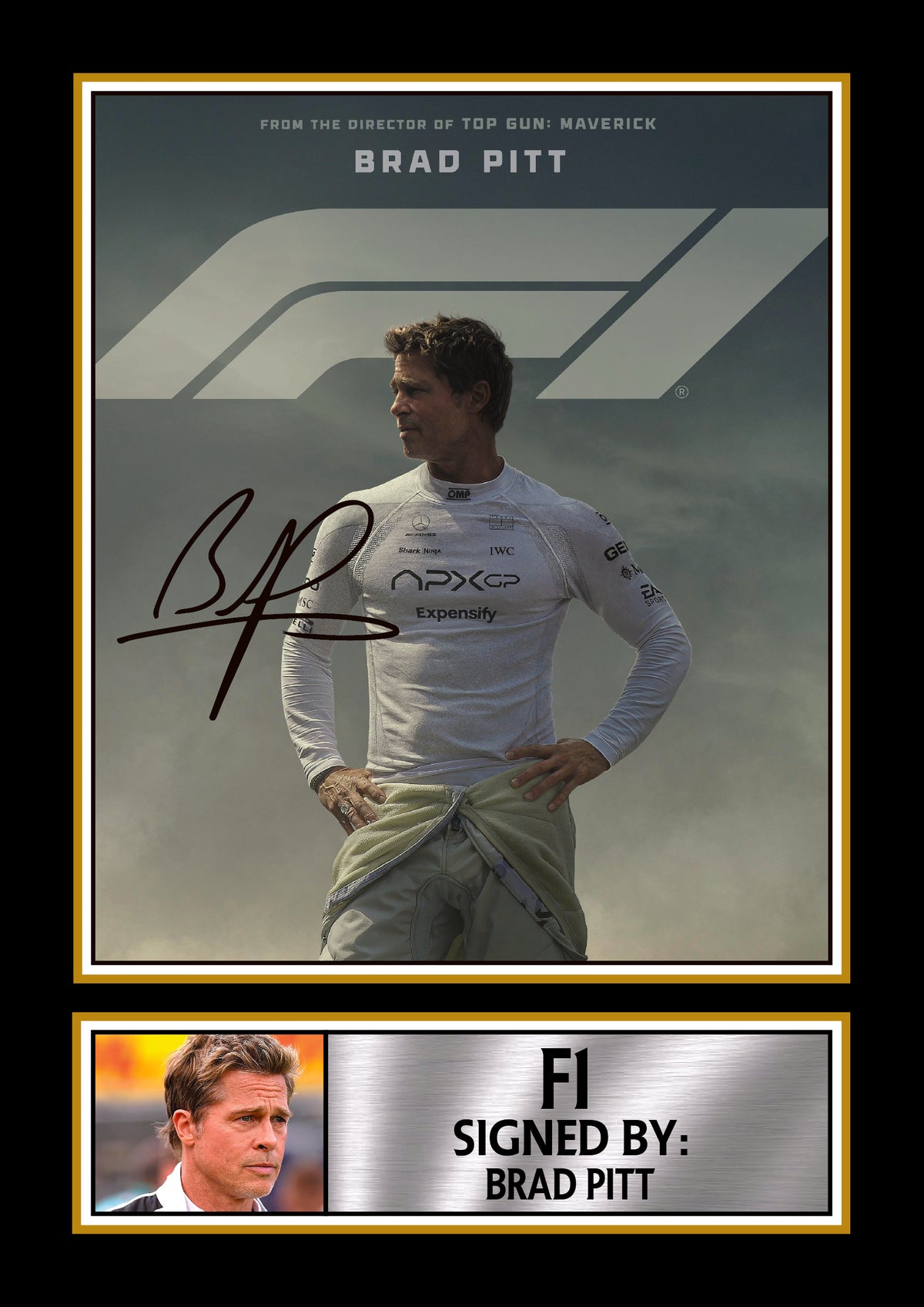 F1 Movie Printed Signature Poster – Brad Pitt Formula 1 Racing Film Wall Art – Motorsport Movie Wall Art Poster Print – F1 Movie Printed Signature Poster