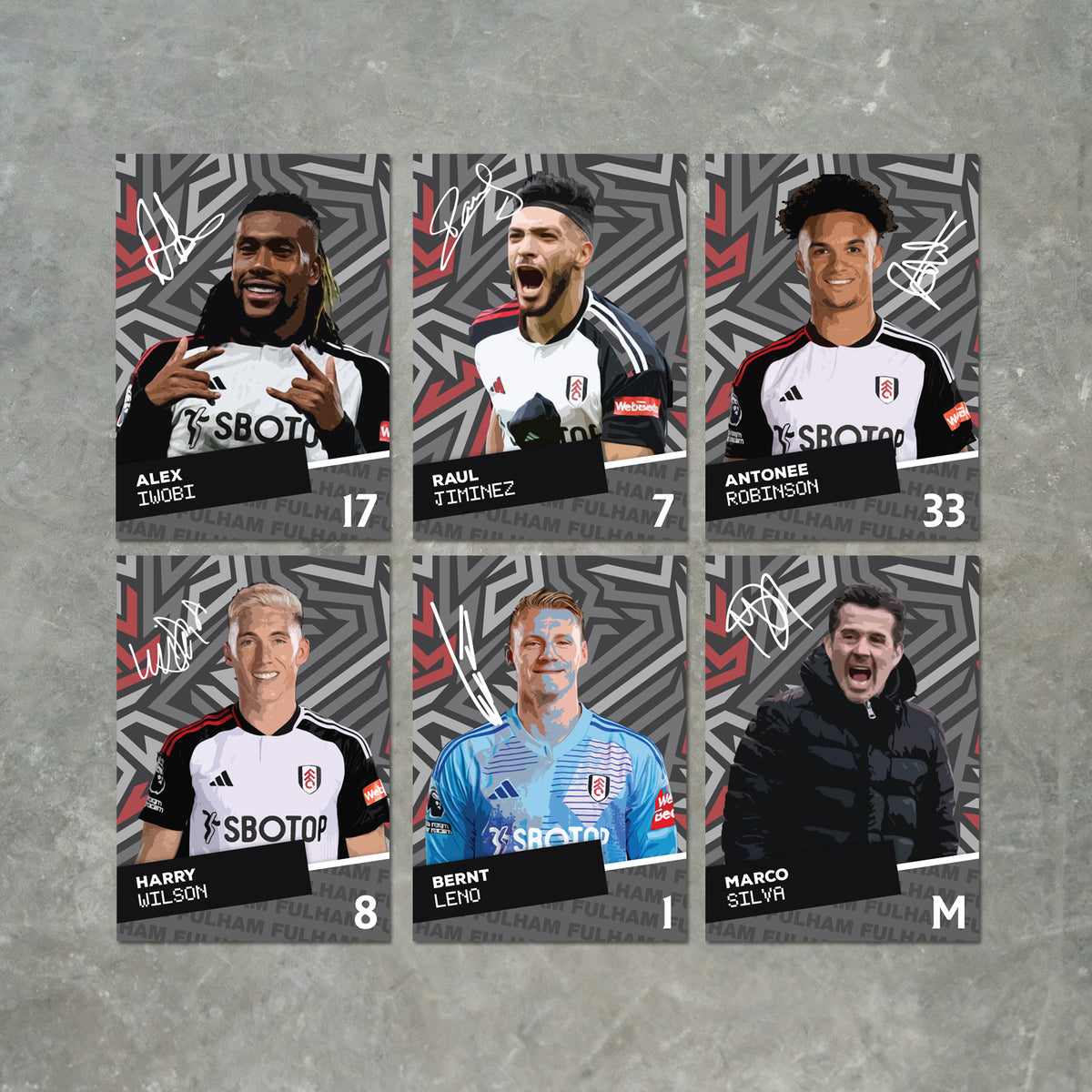 Fulham Players Printed Signature A6 Poster Pack
