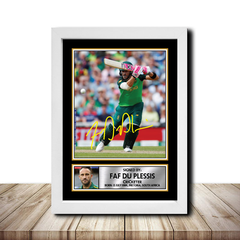 Faf du Plessis M1561 Cricketer Printed Signature Poster Print Gift