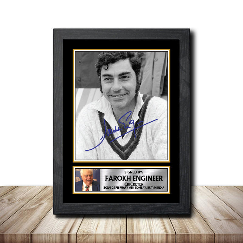 Farokh Engineer M1564 Cricketer Printed Signature Poster Print Gift