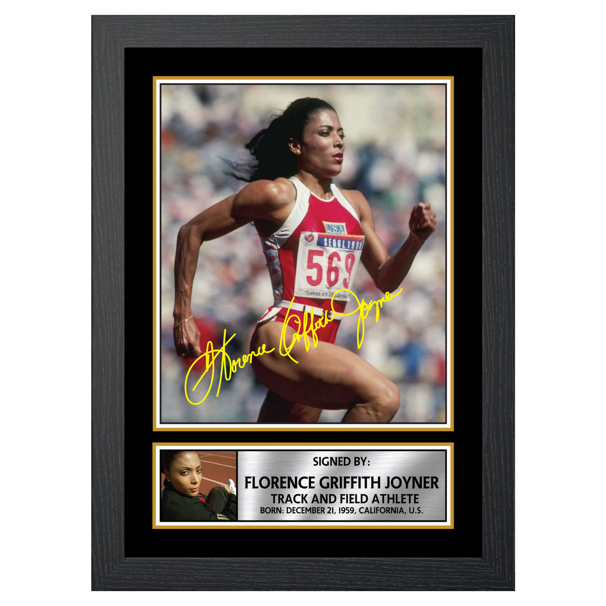 Florence Griffith Joyner Athletics Printed Signature Poster Print Gift