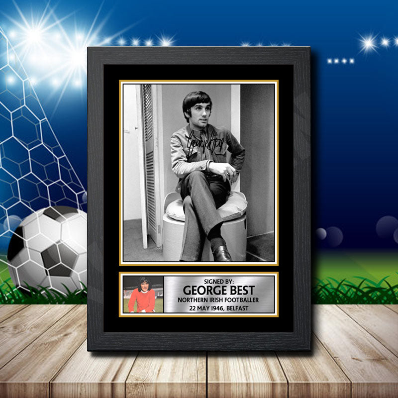 George Best 2 Printed Signature Footballers Star Poster Print Framed Wall Art Gift β George Best 2 Printed Signature Footballers Star Poster Print