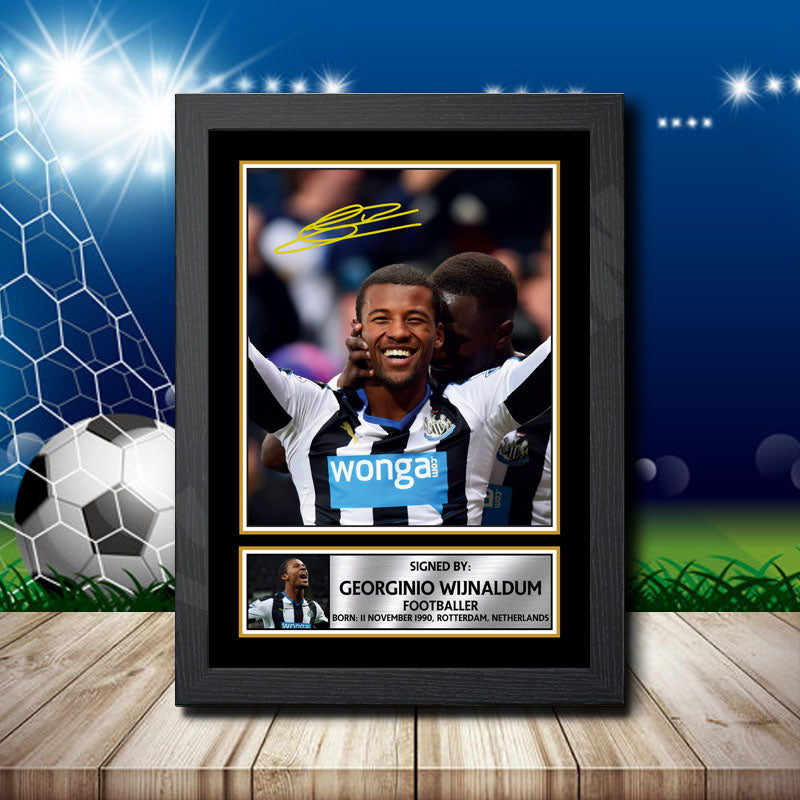 Georginio Wijnaldum 1 Printed Signature Footballers Star Poster Print Framed Wall Art Gift β Georginio Wijnaldum 1 Printed Signature Footballers Star Poster Print