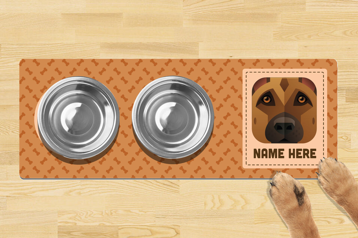 Personalised Dog Breed Dog Bowl Mat 880mm X 300mm2 Bowl Design - German Shepherd