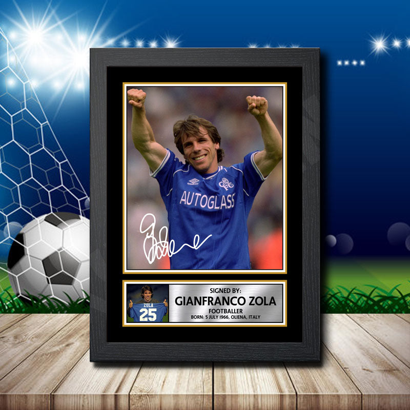 Gianfranco Zola 2 Printed Signature Footballers Star Poster Print Framed Wall Art Gift – Gianfranco Zola 2 Printed Signature Footballers Star Poster Print