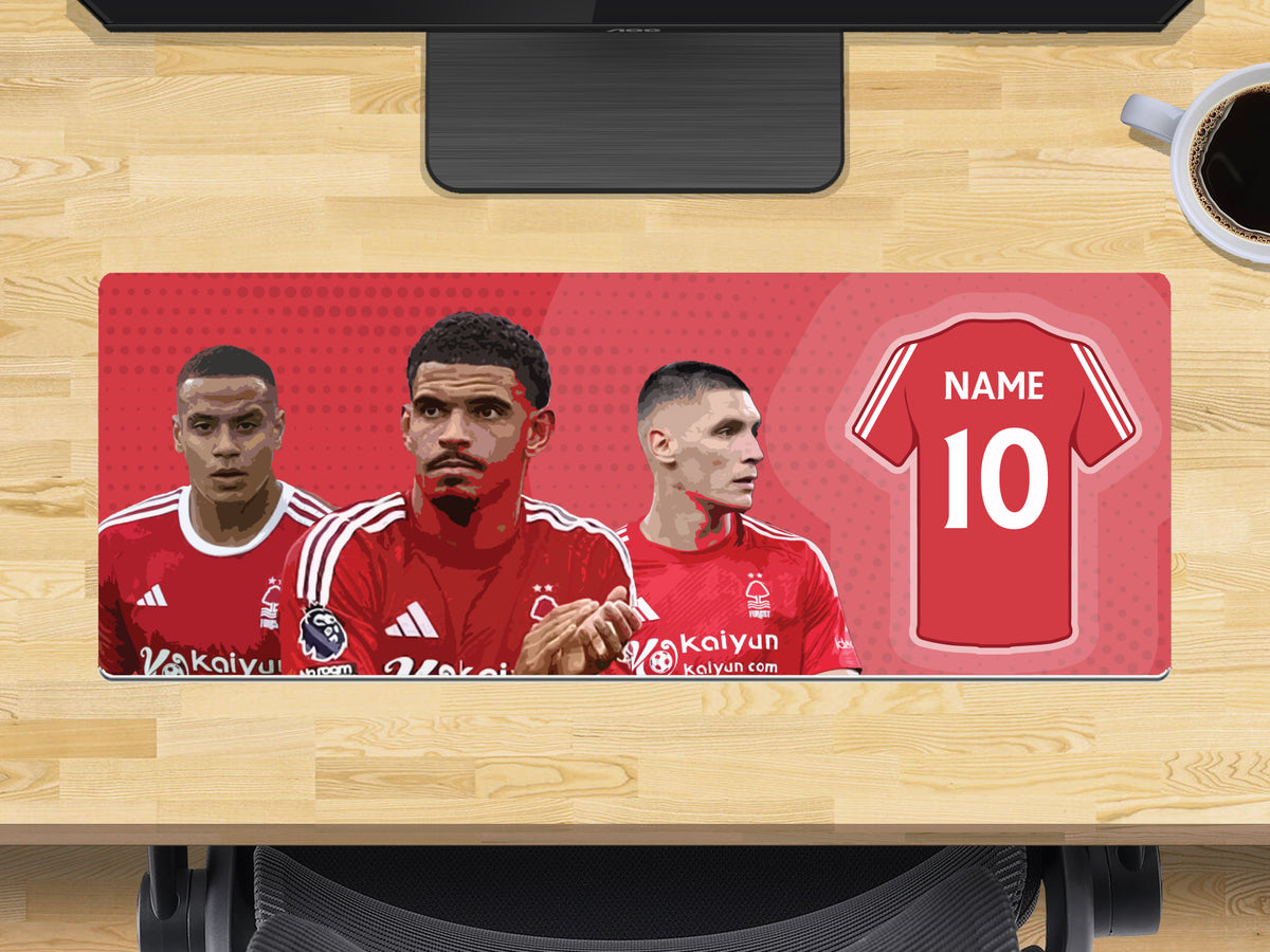 Personalised Nottingham Forest Extra Large Mouse Mat (800mm x 300mm) - GIBS WHITE, MILENKOVIC, MURILLO