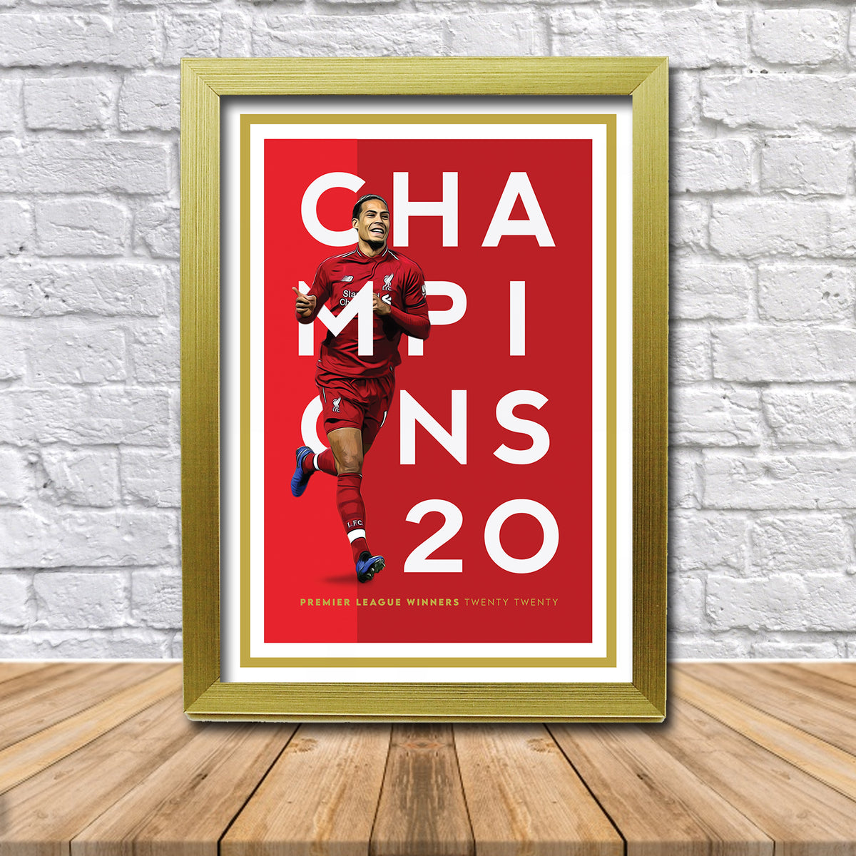 Champions of England Liverpool Virgil Van Dijk Poster Print 2020