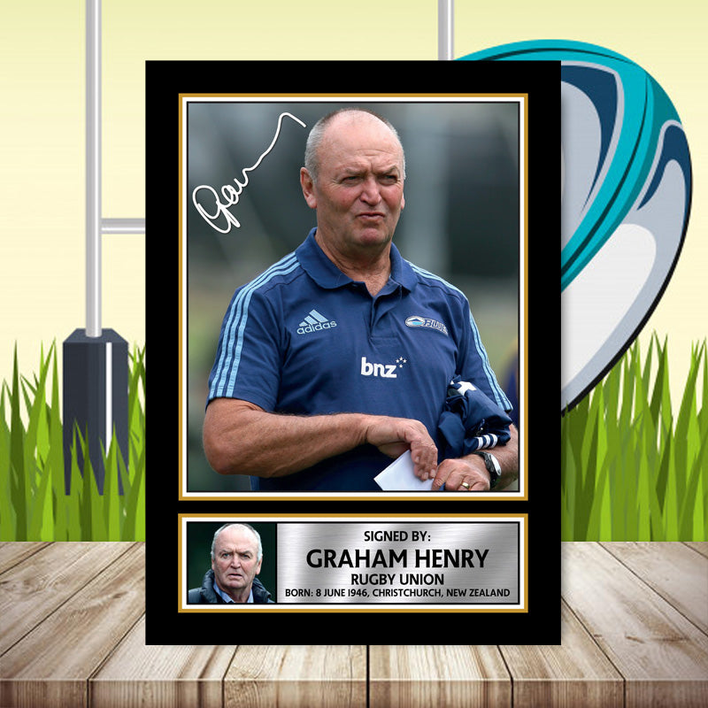 Graham Henry 2 Printed Signature Rugby Star Poster Print Framed Wall Art Gift β Graham Henry 2 Printed Signature Rugby Star Poster Print