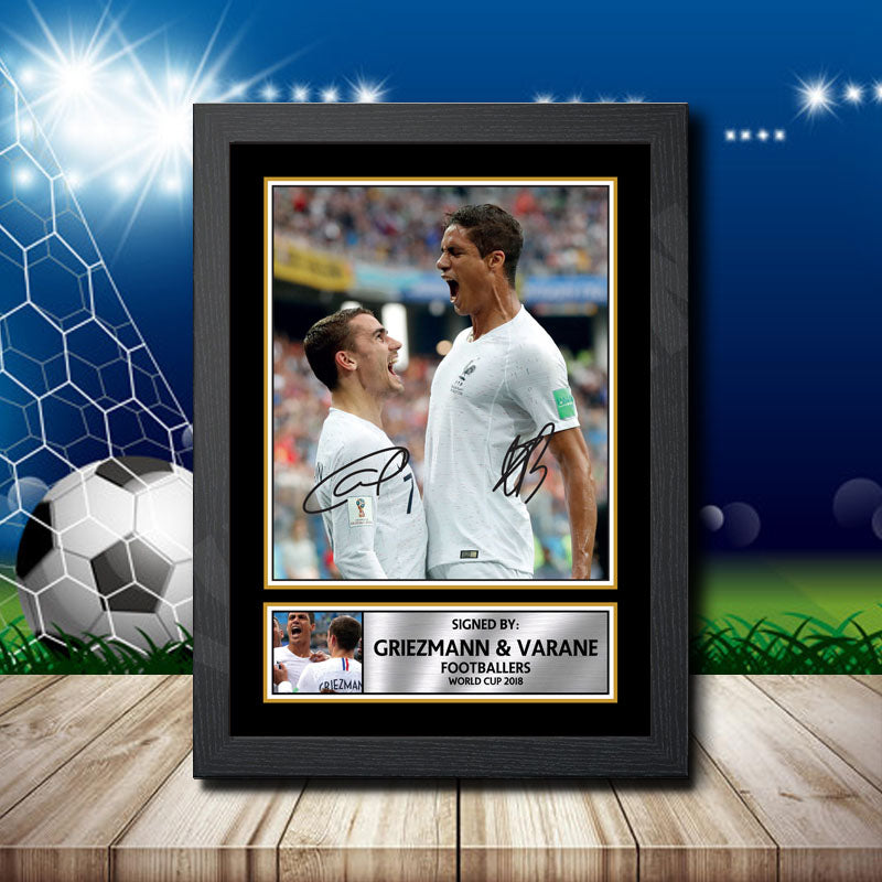Griezmann Varane 2 Printed Signature Footballers Star Poster Print Framed Wall Art Gift – Griezmann Varane 2 Printed Signature Footballers Star Poster Print