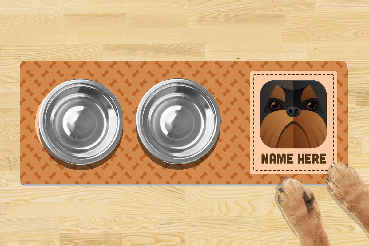 Personalised Dog Breed Dog Bowl Mat 880mm x 300mm2 Bowl Design - GRIFFON