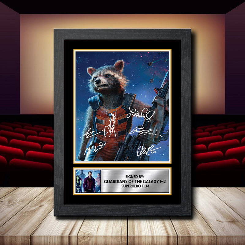 Guardians Of The Galaxy 1-2 Printed Signature Movie Star Poster Print Framed Wall Art Gift β Guardians Of The Galaxy 1-2 Printed Signature Movie Star Poster Print