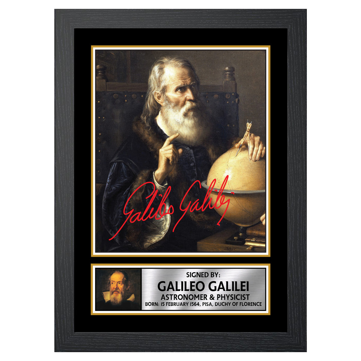 Galileo Galilei M427 Scientist Printed Signature Poster Print Gift