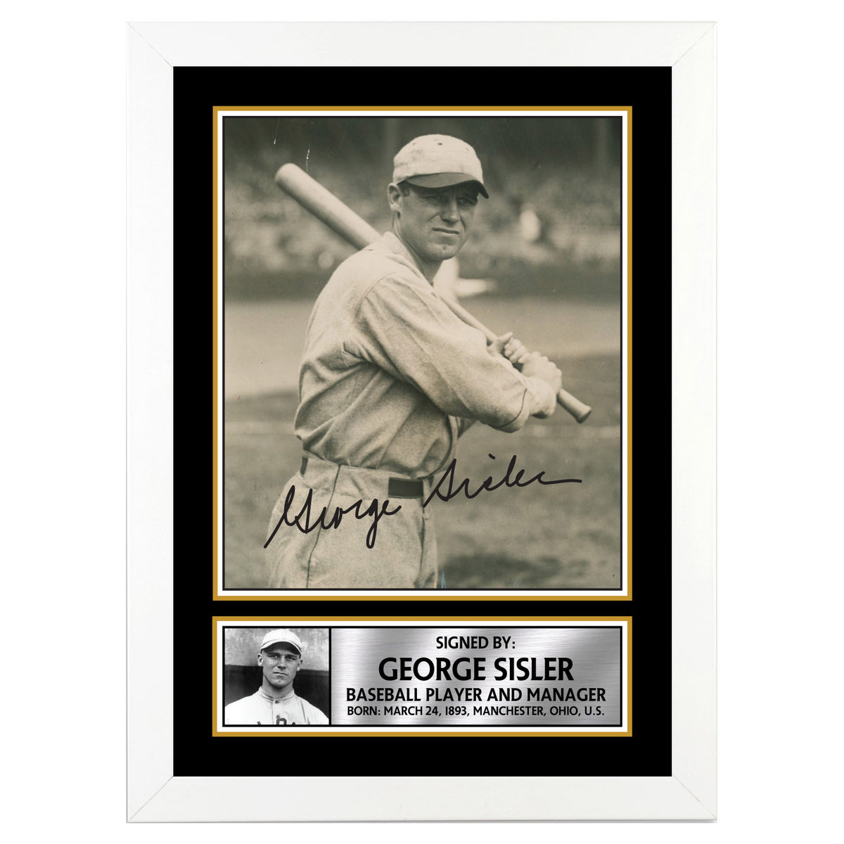 George Sisler Baseball Player Printed Signature Poster Print Gift