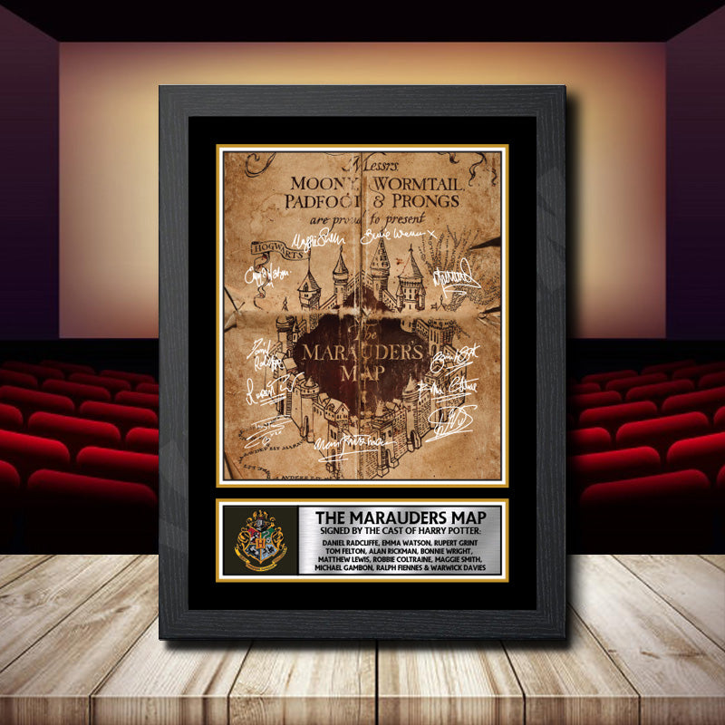 Harry Potter Map Printed Signature Movie Star Poster Print Framed Wall Art Gift β Harry Potter Map Printed Signature Movie Star Poster Print