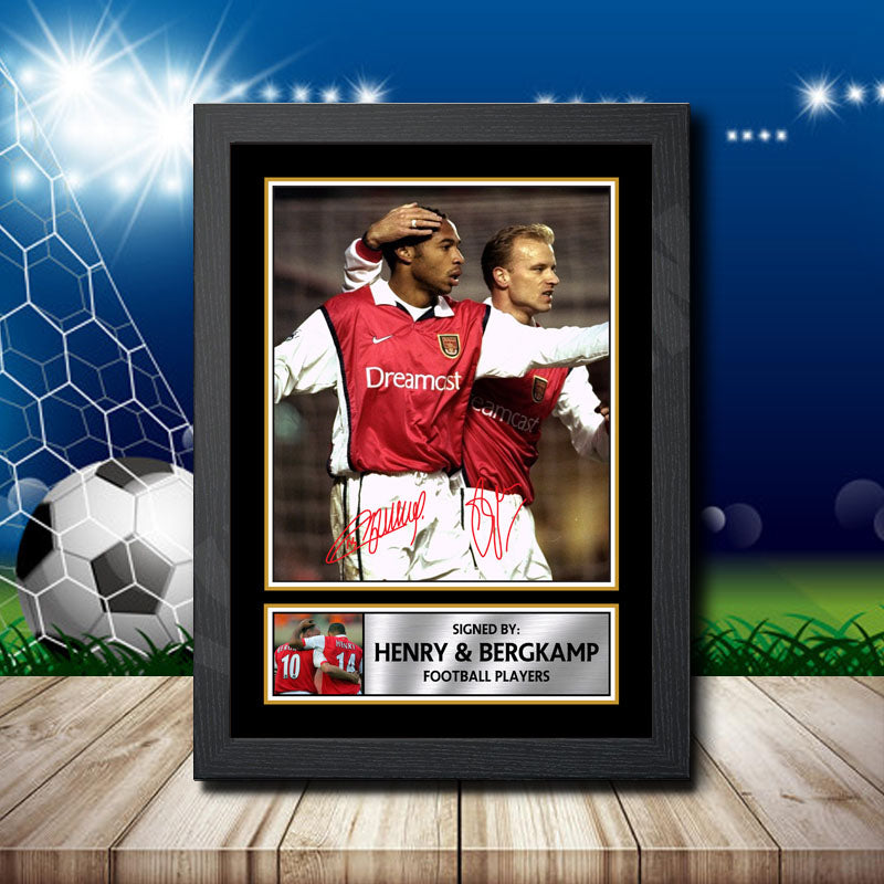 Henry + Bergkamp 2 Printed Signature Footballers Star Poster Print Framed Wall Art Gift – Henry + Bergkamp 2 Printed Signature Footballers Star Poster Print