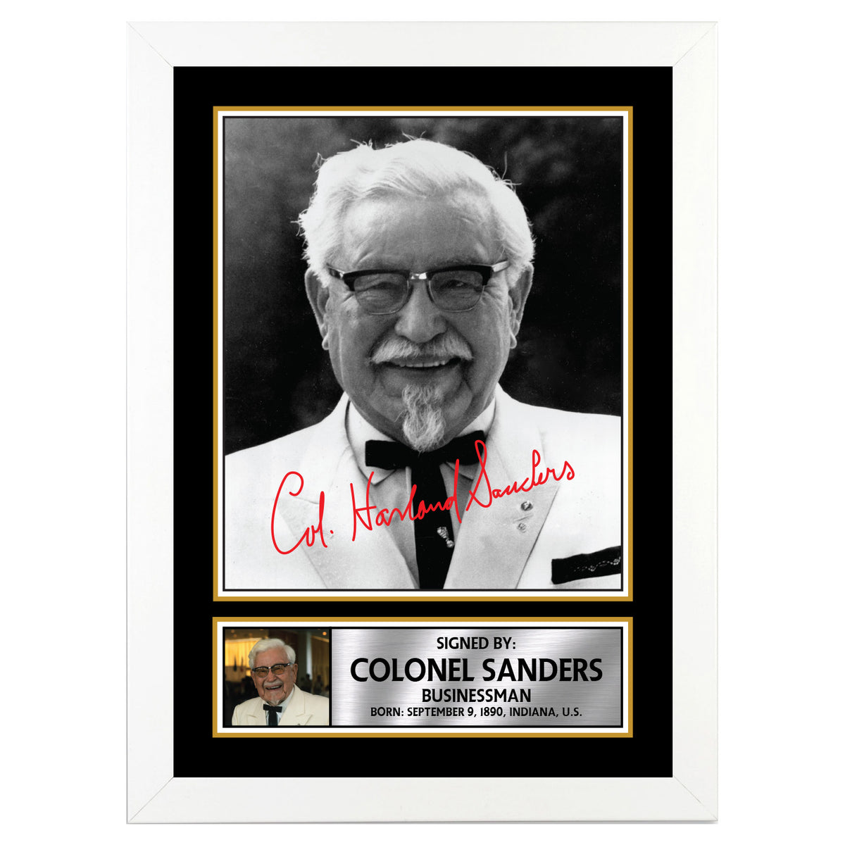 Harland Sanders 2 Famous Businessmen Printed Signature Poster Print Gift