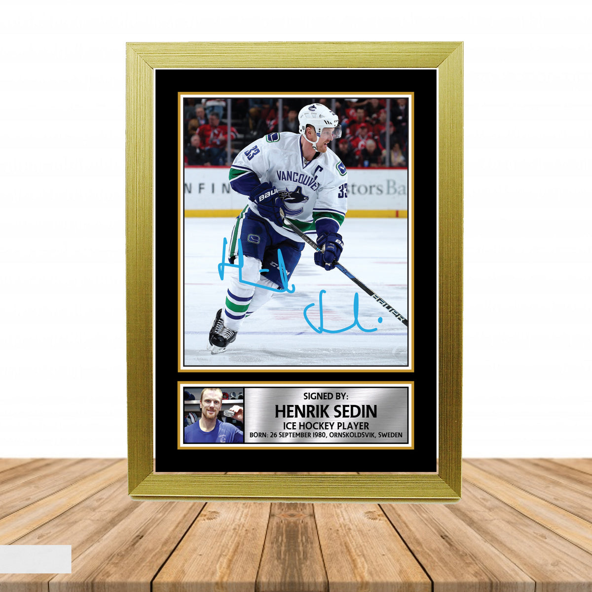Henrik Sedin 2 Ice Hockey Printed Signature Poster Print Gift