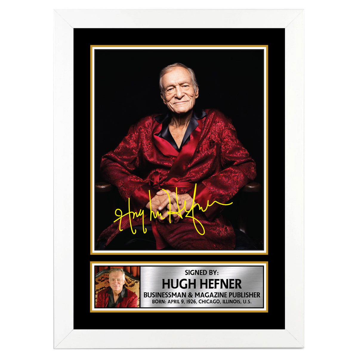 Hugh Hefner Famous Businessmen Printed Signature Poster Print Gift