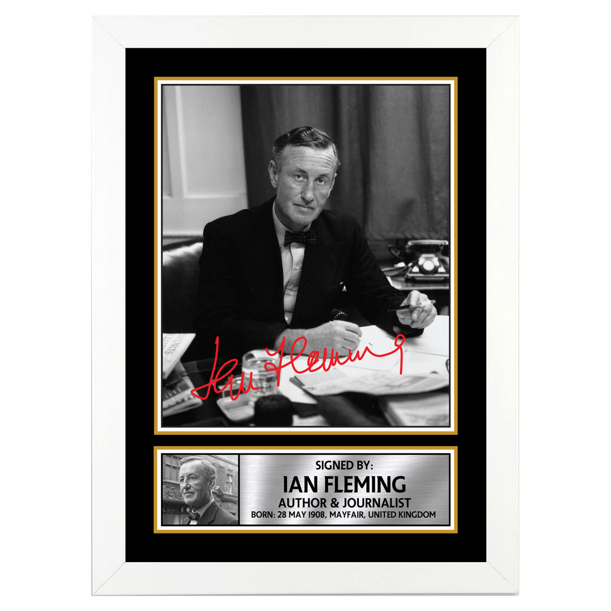Ian Fleming M219 Authors Printed Signature Poster Print Gift