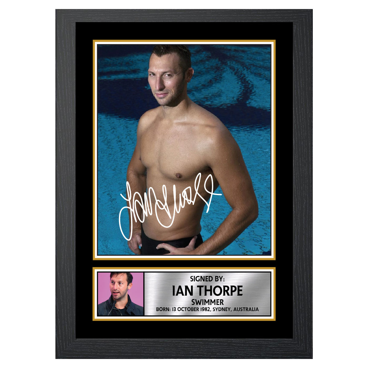 Ian Thorpe M461 Swimmer Printed Signature Poster Print Gift
