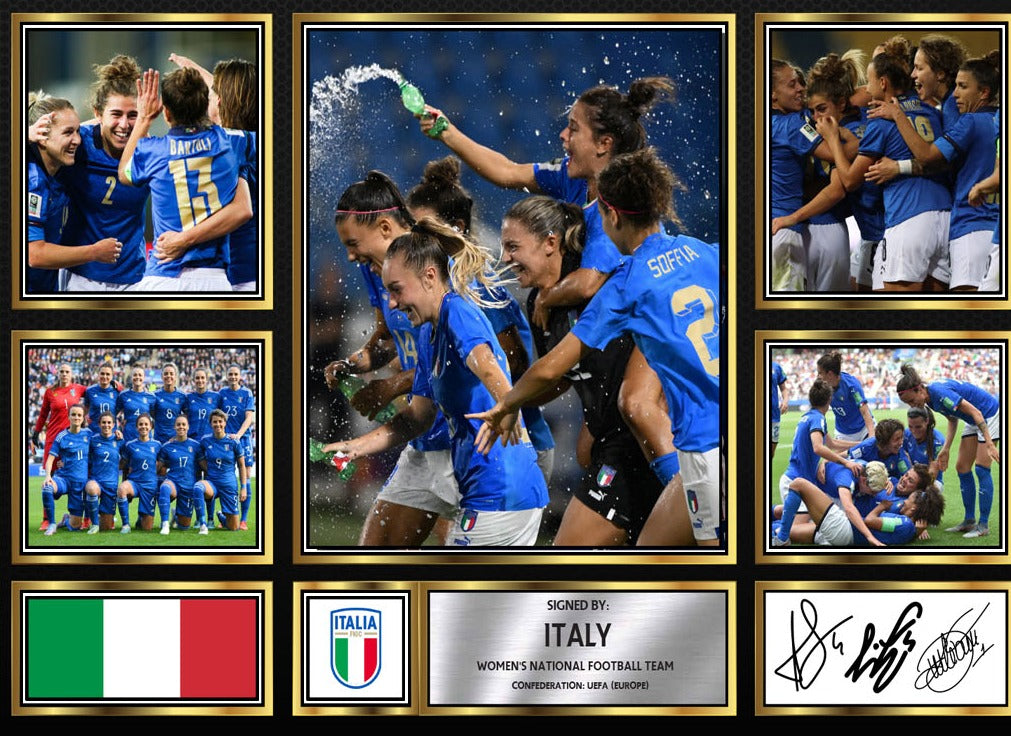 Italy Ladies Football Teams Framed Printed Signature Print – Fan Gift – Wall Art – Italy Ladies Football Teams Framed Printed Signature Print – A4 Poster