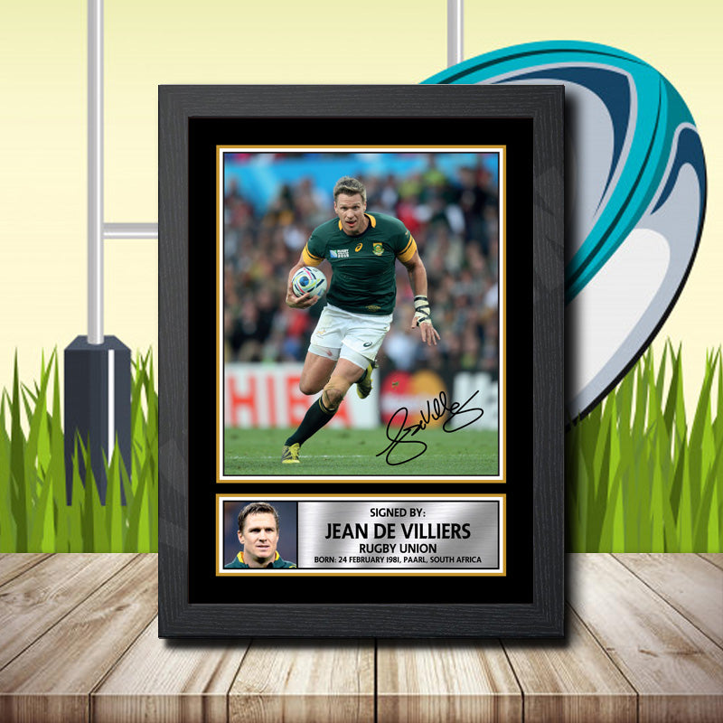 Jean De Villiers 2 Printed Signature Rugby Star Poster Print Framed Wall Art Gift – Jean De Villiers 2 Printed Signature Rugby Star Poster Print