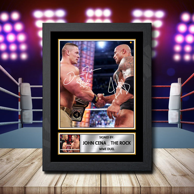 John Cena The Rock 2 Printed Signature Wwe Star Poster Print Framed Wall Art Gift – John Cena The Rock 2 Printed Signature Wwe Star Poster Print