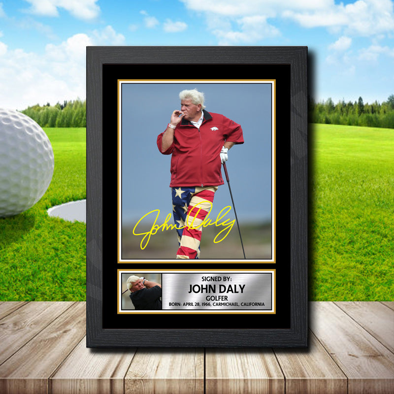John Daly Printed Signature Golfer Star Poster Print Framed Wall Art Gift β John Daly Printed Signature Golfer Star Poster Print