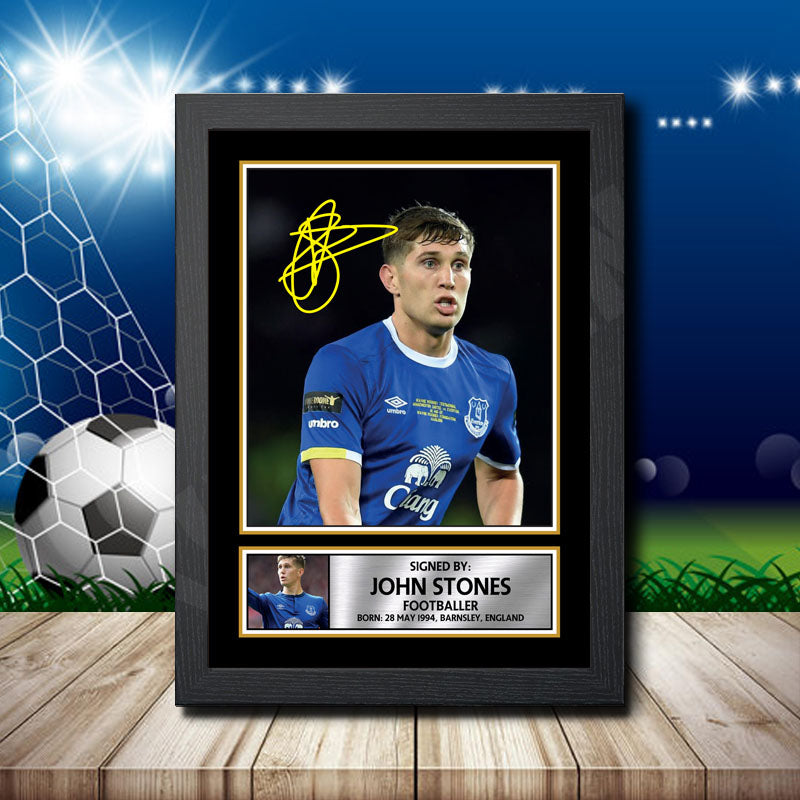 John Stones 2 Printed Signature Footballers Star Poster Print Framed Wall Art Gift β John Stones 2 Printed Signature Footballers Star Poster Print
