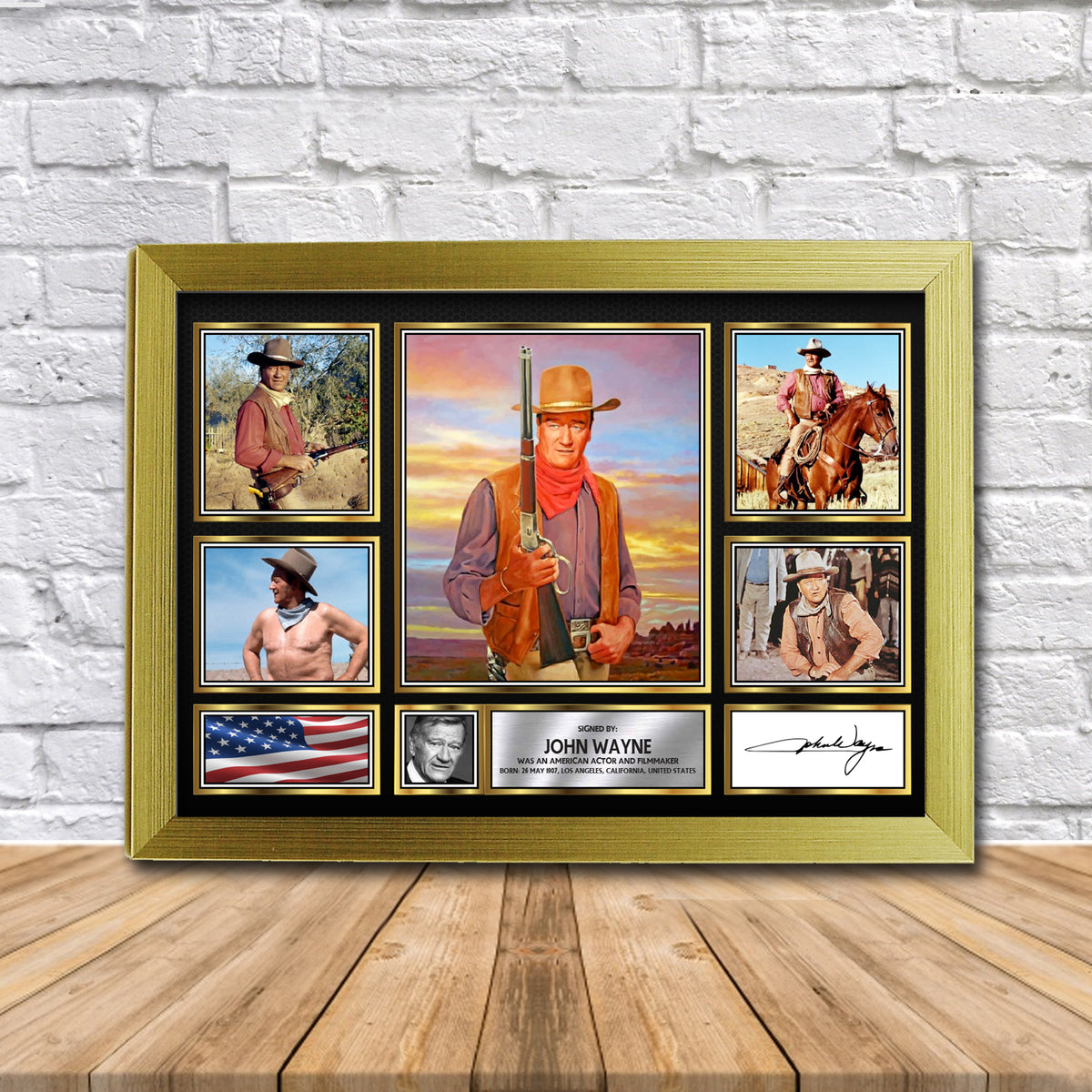 John Wayne Movie Gift Framed Printed Signature Star Poster Print Wall Art Gift