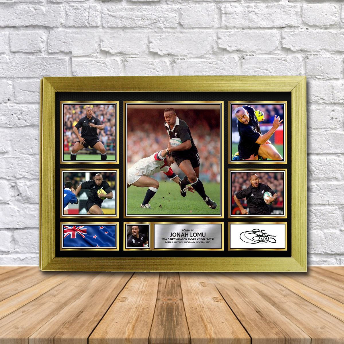 Jonah Lomu Gift Framed Printed Signature Star Poster Print Wall Art Gift
