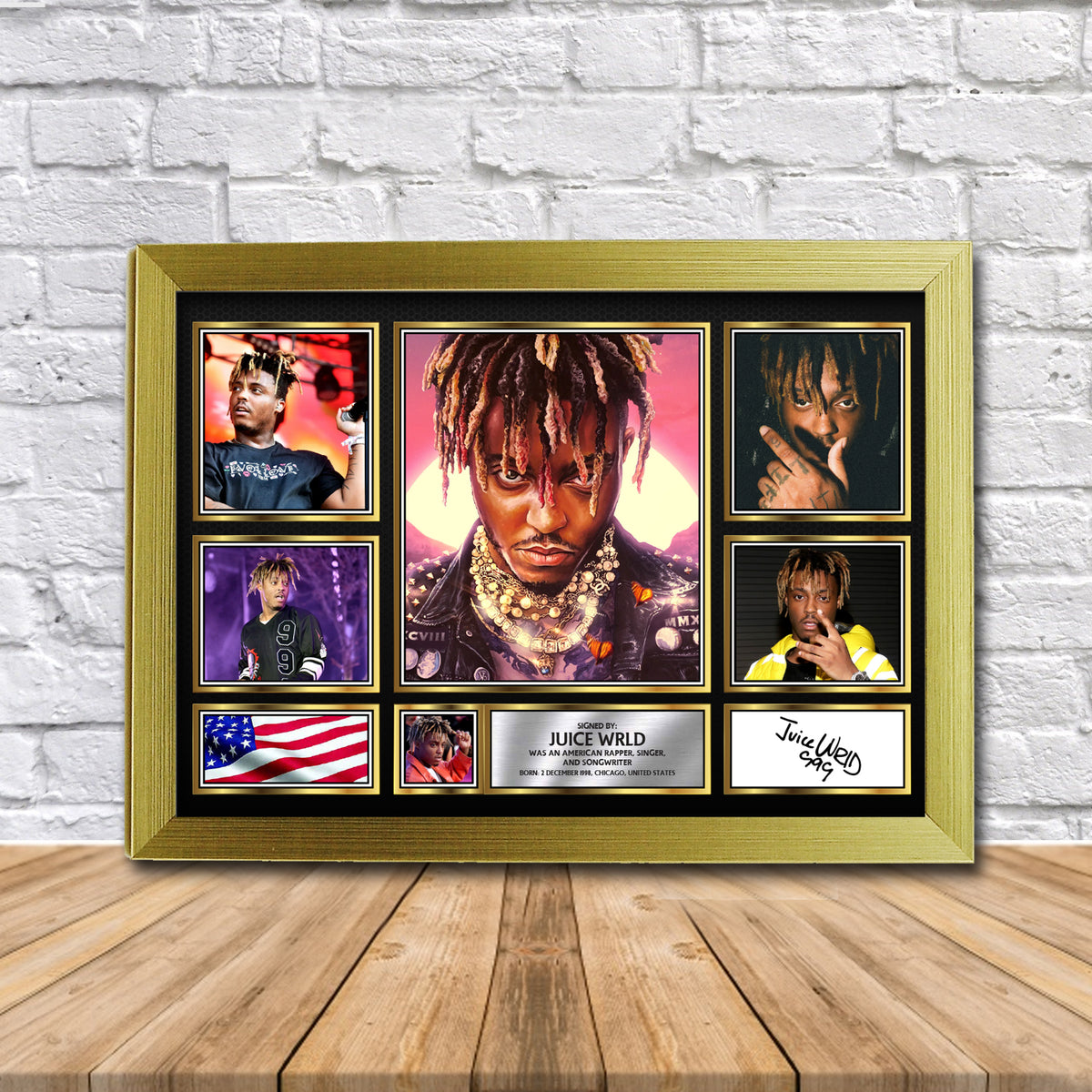Juice Wrld Music Gift Framed Printed Signature Star Poster Print Wall Art Gift