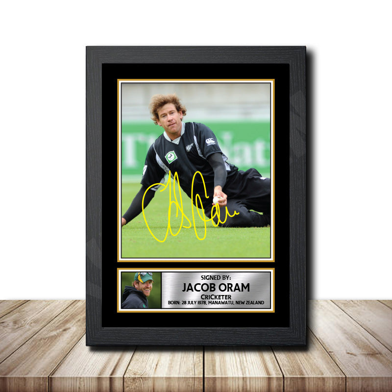 Jacob Oram M1612 Cricketer Printed Signature Poster Print Gift