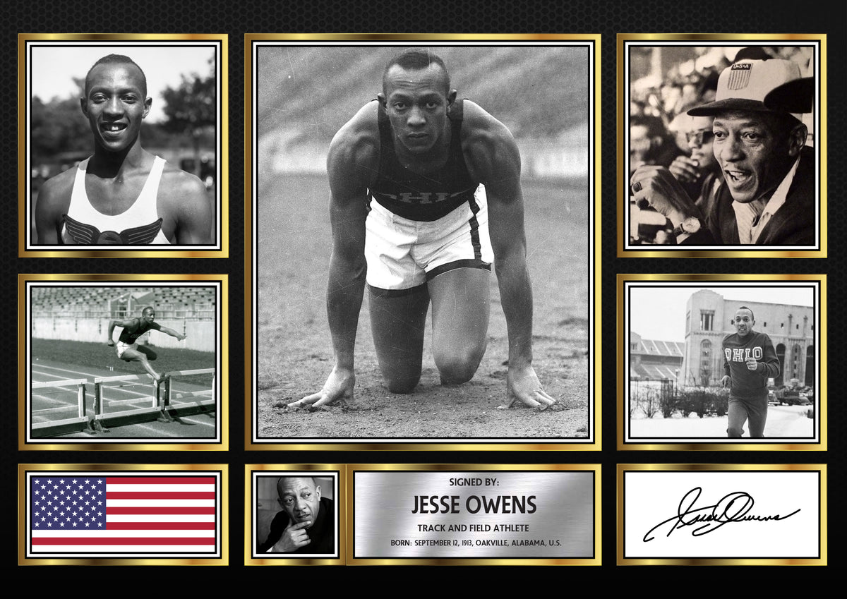 Jesse Owens Olympians Framed Printed Signature Print – Fan Gift – Wall Art – Jesse Owens Olympians Framed Printed Signature Print – A4 Poster