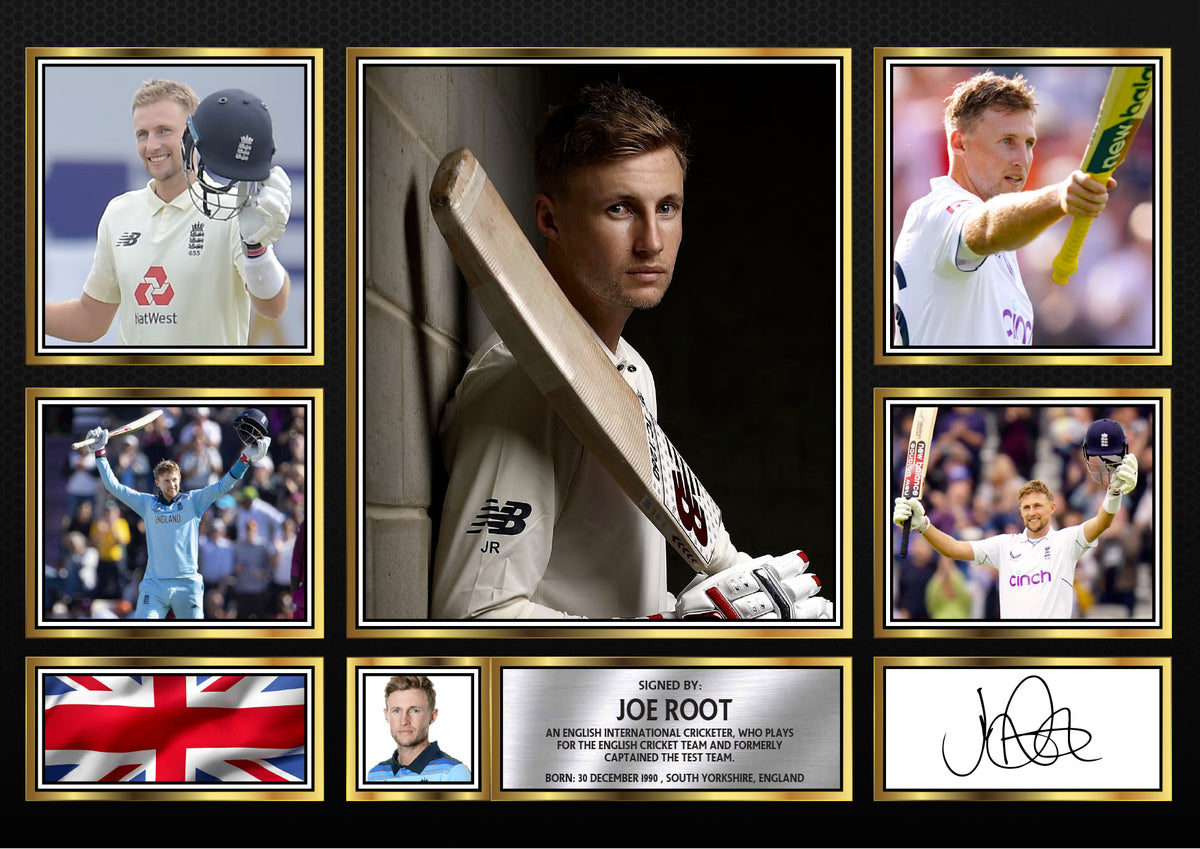 Joe Root Stuart Broad – Printed Signature Cricket Star Print – Joe Root Stuart Broad – A4 Poster