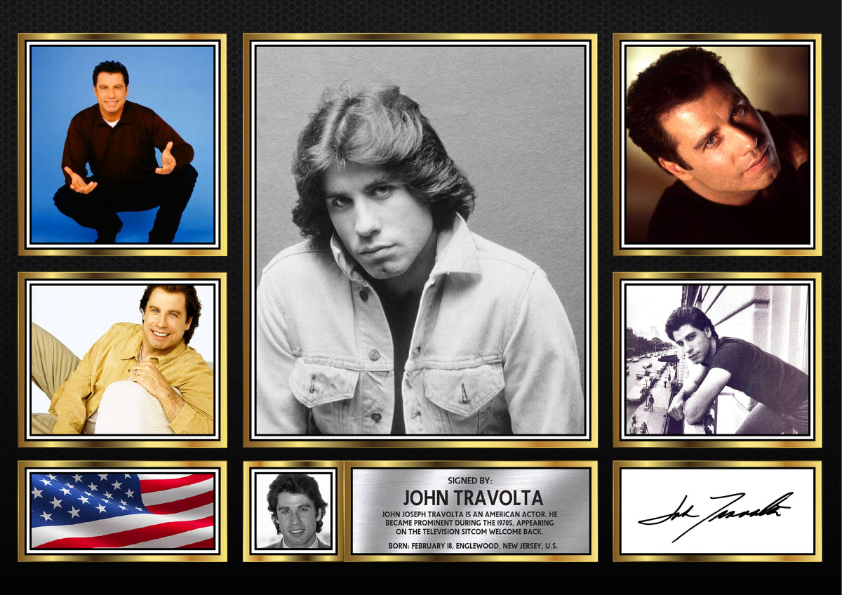 John Travolta – Printed Signature Television Star Print – John Travolta – A4 Poster
