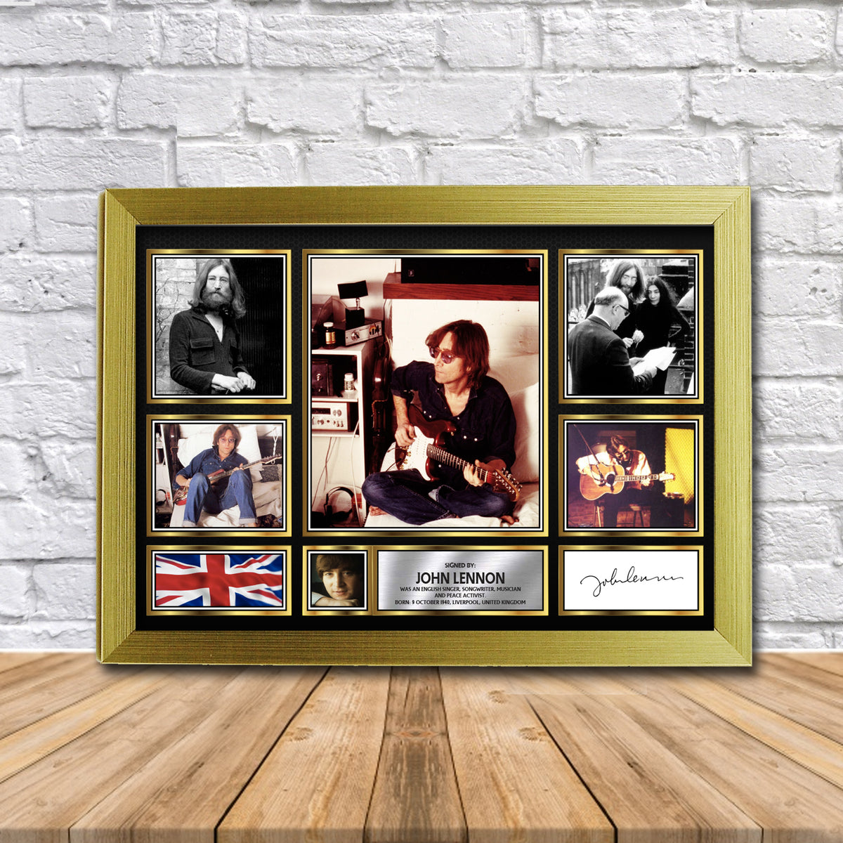 John Lennon Music Gift Framed Printed Signature Star Poster Print Wall Art Gift