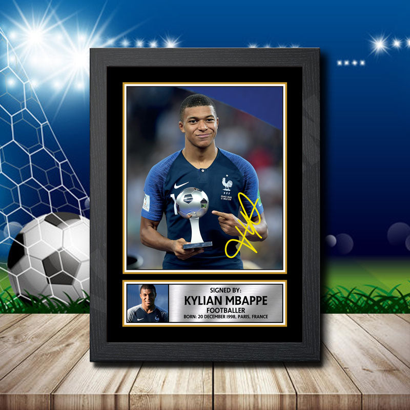Kylian Mbappe 2 Printed Signature Footballers Star Poster Print Framed Wall Art Gift – Kylian Mbappe 2 Printed Signature Footballers Star Poster Print