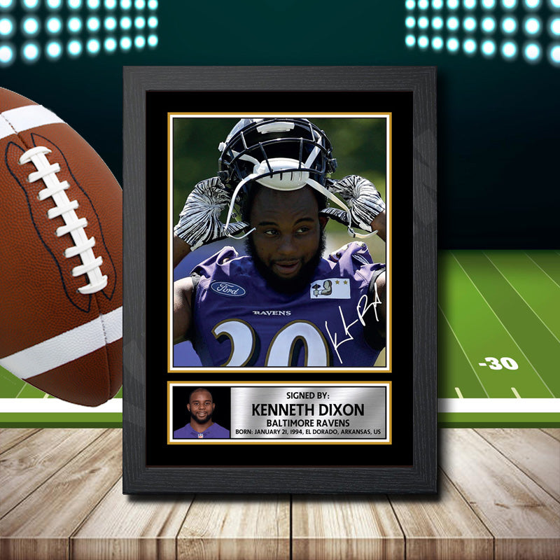 Kenneth Dixon 1 – Printed Signature NFL Star Print – Kenneth Dixon 1
