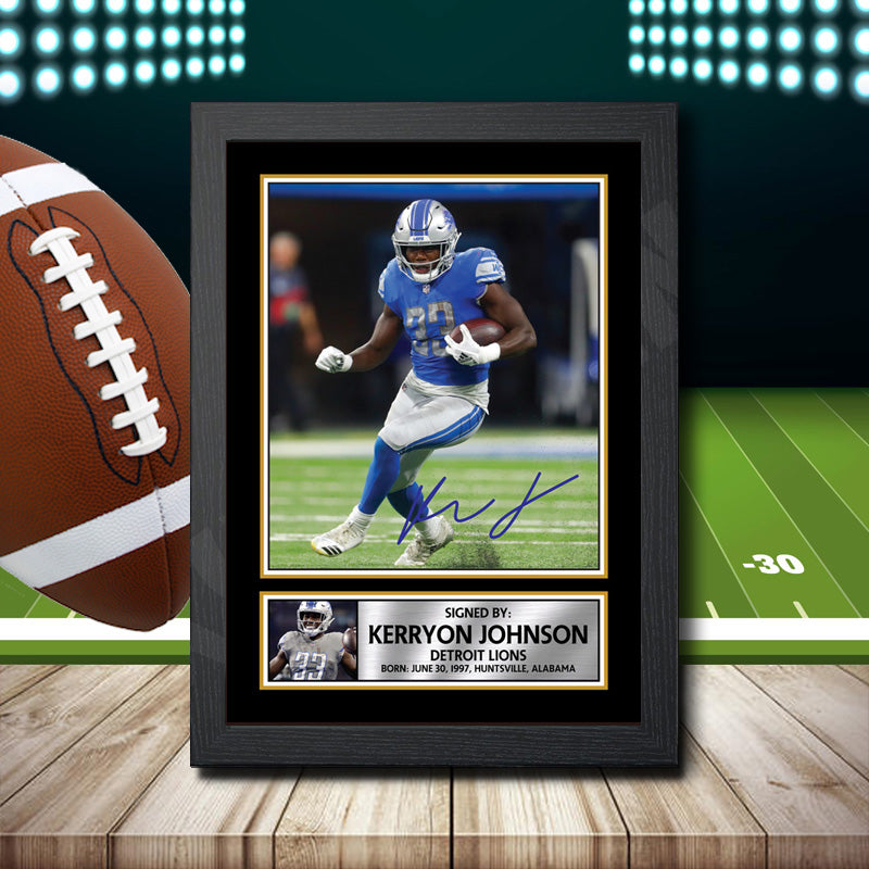 Kerryon Johnson 2 – Printed Signature NFL Star Print – Kerryon Johnson 2