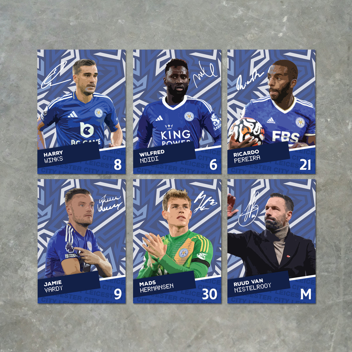 Leicester City Players Printed Signature A6 Poster Pack