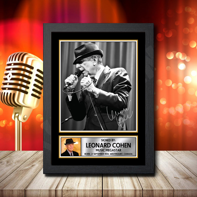 Leonard Cohen 2 – Printed Signature Music Star Print – Leonard Cohen 2